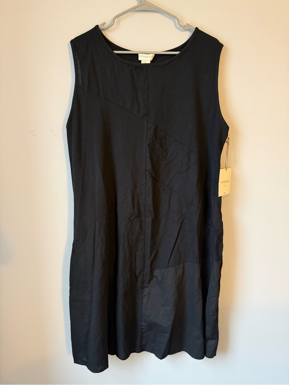 Cynthia Rowley Black Linen Blend Sleeveless Shift Dress Hippie Boho New Size 1X